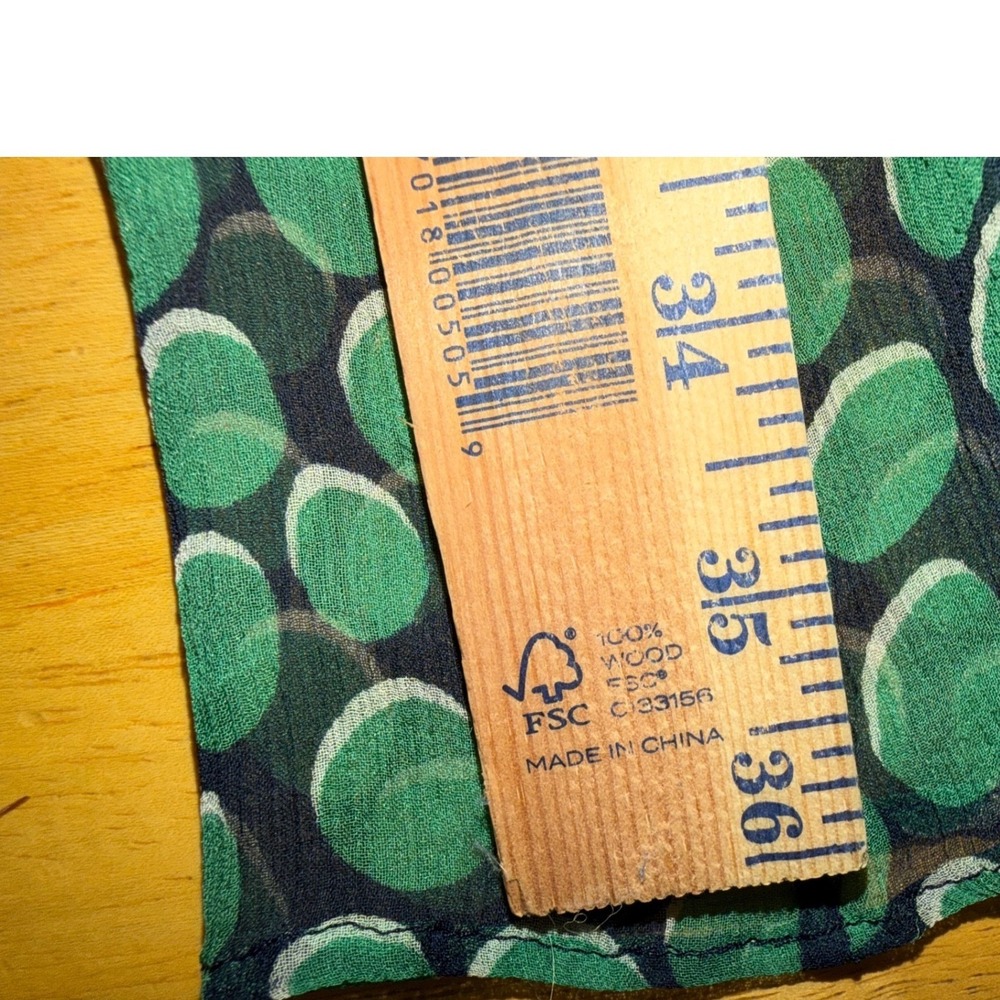 100% Silk BCBGMAXAZRIA Mini Dress Green Polka Dot Silk Smocked Waist S - Picture 11 of 11